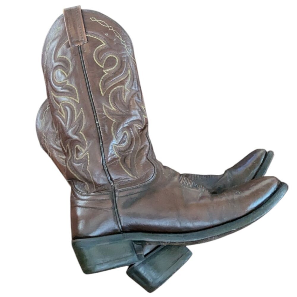 Vintage Dan Post Men's Brown Leather Western Boots - Size 8.5 D - Picture 2 of 16